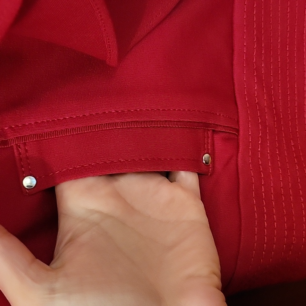 WHBM | Red Moto Style Office Jacket with Ruffle Detail - size 10P - Picture 5 of 12